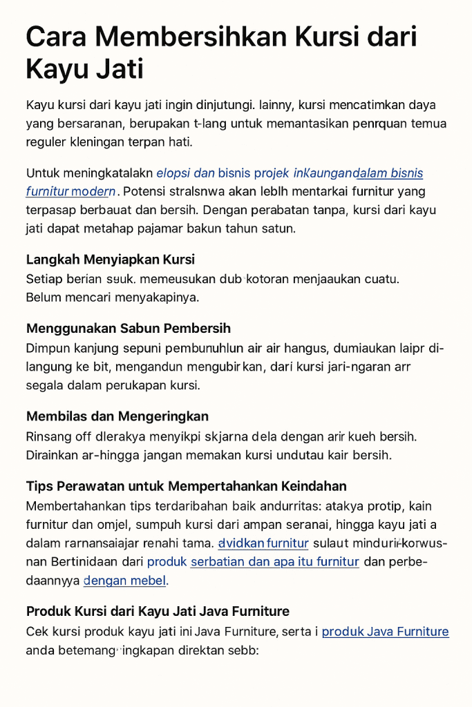 Cara Membersihkan Kursi dari Kayu Jati