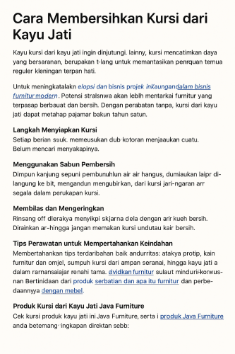 Cara Membersihkan Kursi dari Kayu Jati