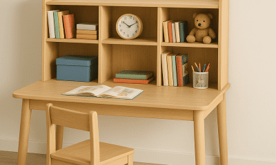 Meja Belajar Anak dengan Rak Buku Terintegrasi
