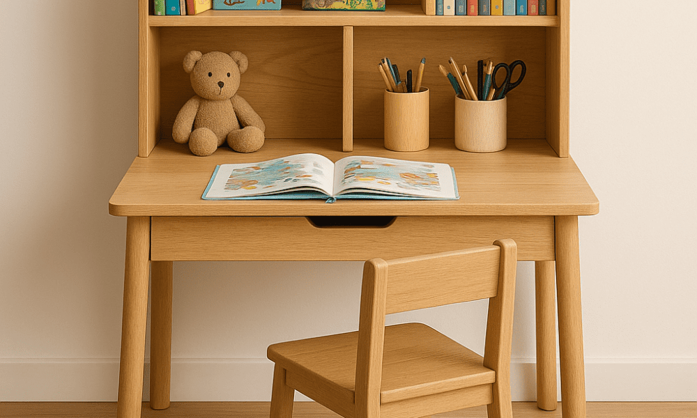 Meja Belajar Anak dengan Rak Buku