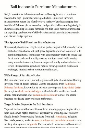 Bali Indonesia Furniture Manufacturers